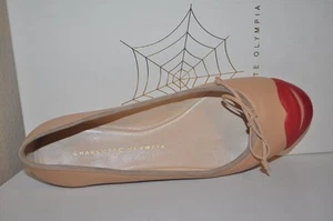 NIB Charlotte Olympia Kiss Me Darcy Beige Nude Leather Ballet Flat Shoe EUR 38 - Picture 1 of 8