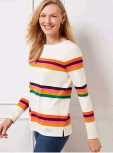 Talbots XL Shirt Blouse Top Multicolor Striped Cotton Long Sleeve EUC Free Ship - Picture 1 of 9