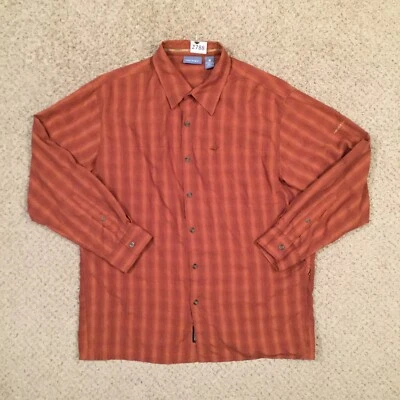 Quest рубашка мужская большой оранжевый клетку длинным рукавом на пуговицах  - Изображение 1 из 4