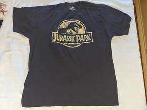 Adult Jurassic Park Camo Logo Black Cotton Tee T Shirt XL Extra Large - Picture 1 of 5