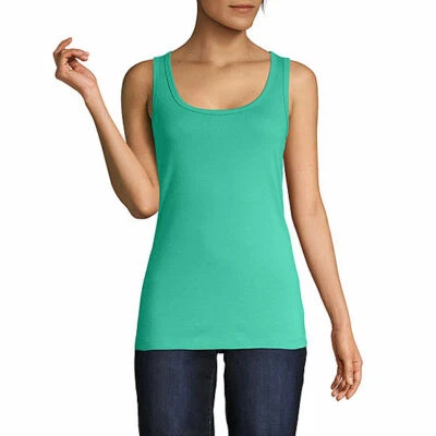 St. John's Bay Women's Scoop Neck Tank Top Size Large Mint Leaf 100% Cotton  - Image 1 of 2