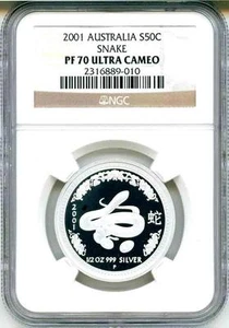2001 S50c Australia Lunar Year Of The Snake 1/2 Oz. NGC PF70 Ultra Cameo - Picture 1 of 1