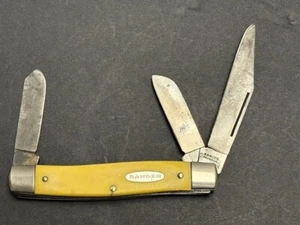 Vintage, Ranger (Colonial), Stockman Pocket Knife Yellow Delrin Handle 3 Blade - Picture 1 of 15