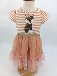 Young Hearts Short Sleeve Sequin Fox Coral Tutu Dress Baby Girl 12 Months - Picture 1 of 8