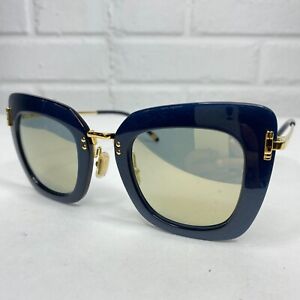 Boucheron Authentic Sunglasses BC0015S Blue & Gold W/ Gold Lenses Made H1822