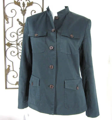 BLAZER MANGA LARGA MAG BY MAGASCHONI TALLA 6 verde azulado oscuro liso cuello falso 032 Foto 1 de 4