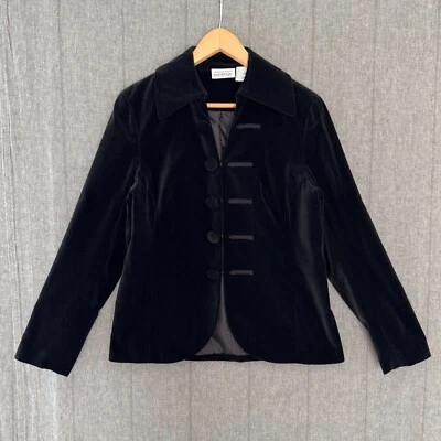 Blazer Militar Vintage Newport News Jeanology Corsé Terciopelo Negro Cierre Frontal Foto 1 de 4