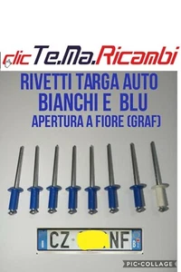 8 RIVETTI A FIORE TARGA EUROPEA AUTO Scooter Ø4,8x12 7 Blu e 1 BIANCHI  - Imagen 1 de 1