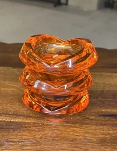 Lot Of 3 StackViking Glass Epic Tulip Persimmon Orange  3.5” Oval Ashtray EUC - Picture 1 of 5