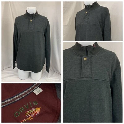Orvis Sweater Pullover XL Gray 1/4 zip Cotton Poly Worn Once YGI R1-263 - Image 1 of 4