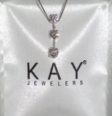 KAY Jeweler 14K White Gold PAST PRESENT FUTURE  1ct Diamond Necklace 💎 BEAUTY - Image 1 of 4