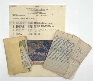 US Rail Travel / Charming Travel Itinerary Diary and Ephemera Phyllis Brown 1927 - Picture 1 of 5