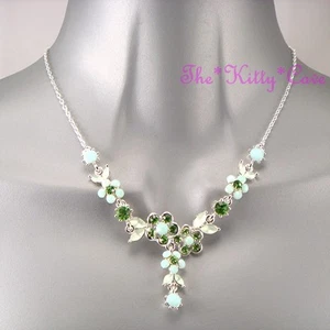 Deco Vintage Plata Verde Hollywood Graduación Collar de Flores - Imagen 1 de 7