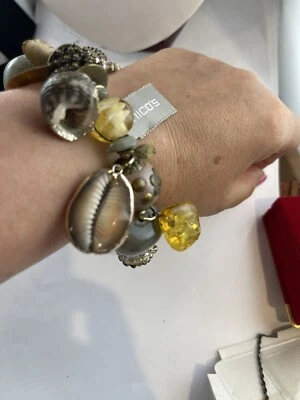 New Chico's Seashell and Bead Multicolor Stretch Bracelet - Image 1 of 4