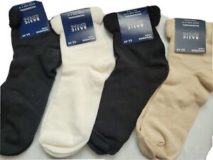 NWT VINTAGE Basic Editions Womens Socks Lot Of 4 Ankle Socks Black White Beige