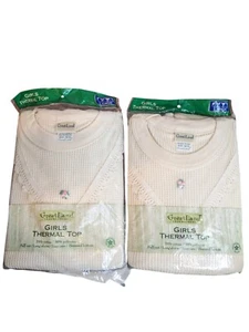 2 NOS Greatland Girls Thermal Long Sleeve Shirts Flower Youth Large 10/12 G - Picture 1 of 5