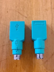 2 Pack Microsoft PS/2 Male to USB Female Adapter for Mouse - Green - Picture 1 of 7
