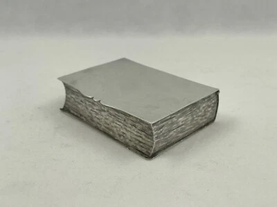 Caixa de joias antiga rara de prata esterlina em forma de livro Birmingham 1910 - Imagem 1 de 4