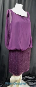 Aidan Mattox Chiffon Evening knee Gown Dress Beaded sleeveless blouson SZ 10 NEW - Picture 1 of 7
