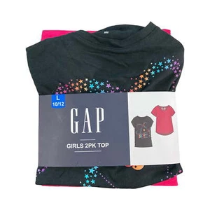 GAP Tee Shirt Girl's L (10/12) Short Sleeve Soft Graphic Logo Cut Out Pack of 2 - Picture 1 of 3