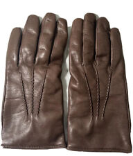 Neiman marcus genuine leather brown cashmere lining winter gloves $175