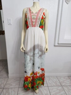 Alberto Makali Mujer Vestido Largo Talla M Informal Blanco y Multicolor 100% Poliéster Foto 1 de 4