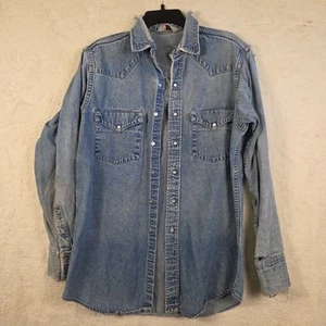 Vintage 90's Carhartt Rugged Mens Thrashed Holes Pearl Snap Ranch Paper Thin - Picture 1 of 17