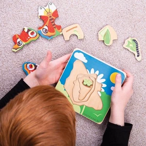 Bigjigs Toys Educational Butterfly Lifecycle Layer Wooden Puzzle for Kids - Picture 1 of 5