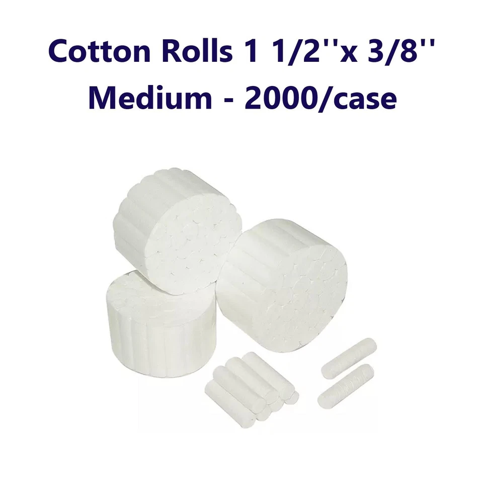 Rollos de algodón 2000 talla #2 medianos no estériles 3/8" Foto 1 de 1