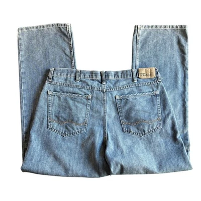 Calça jeans Wrangler masculina relaxada 36x30 azul mistura de algodão casual - Imagem 1 de 4