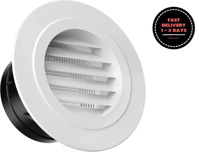 Rejillas de ventilación 4", redondas con malla, baño, cocina, hogar, blancas Foto 1 de 4