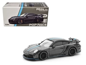 Pop Race 1:64 Porsche 992 Stinger GTR Carbon Edition with Blue Stripe PR640254 - Picture 1 of 4