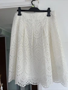 Boden Cream Open Work Cotton Skirt Size 14R - Picture 1 of 3