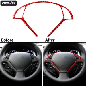 Red Carbon Fiber Interior Steering Wheel Frame Cover Trim For Infiniti G37 Sedan - Picture 1 of 12