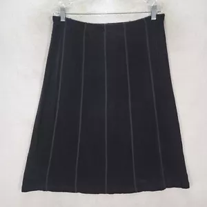 Vintage Chicos Damenrock Größe M schwarz gestreift schräg zum Anziehen Stretch Midi A Line - Bild 1 von 16