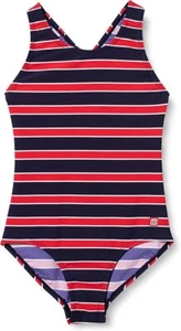 Traje de baño Schiesser 172793 traje de baño bikini deporte escolar FPS40+ rayas rojas azules - Imagen 1 de 2