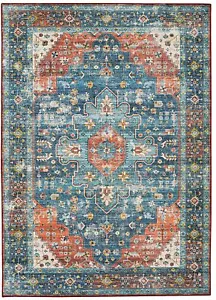 Linon Home Decor Products The Anywhere Washable Rug Beasley Teal & Rust 3' X ... - Picture 1 of 12