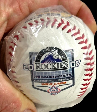 2007 Colorado Rockies NL Wild Card Champs Commemorative Baseball In Plastic Cover