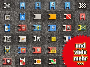 Verschiedene bedruckte + beklebte LEGO Fahnen + Flaggen 2x2 Fahne 2 Clips Flagge - Bild 1 von 34