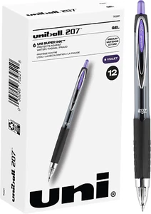 207 Retractable Gel Pens, Medium Point, Purple Ink, Pack of 12 - Picture 1 of 12