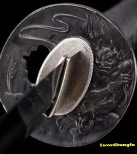 Maravilloso Set Negro Tsuba Kashira Fuchi Menuki para Katana Japonesa Tachi Tanto - Imagen 1 de 6