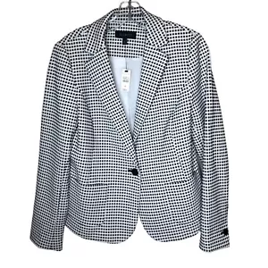 Talbots Blazer Size Medium Black White Checks Lined Career NEW NWT - Picture 1 of 10