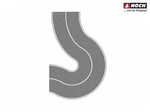 NOCH 60704 escala H0 Bundesstraße curva universal gris, 2 piezas, 8 cm cada una - Imagen 1 de 5