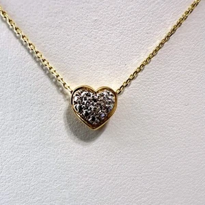 Zierliche Halskette mit 14K Diamant 0,03TW Herz Anhänger 16" Kette 1,9 Gramm - Bild 1 von 8