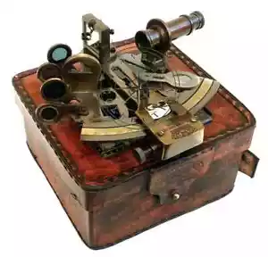 Brass Sextant Nautical Brass Sextant Working Marine Vintage/Leather Box - Picture 1 of 8