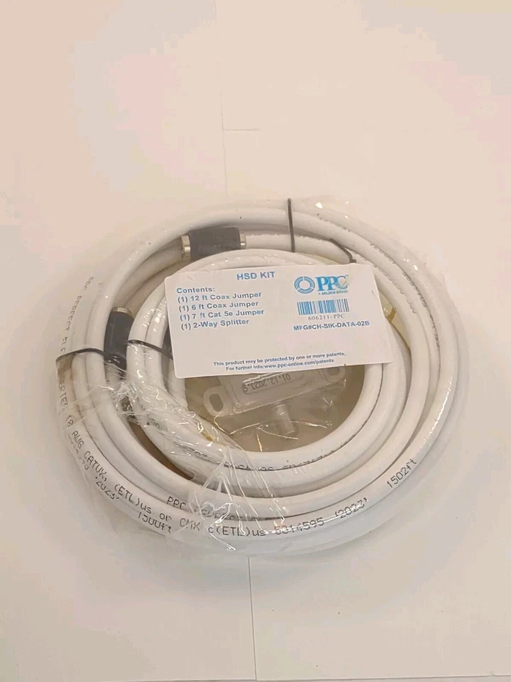 PPC 606211-PPC Kit 12ft 6ft Coax Jumper 7ft Cat 5e Jumper MFG#CH-SIK-DATA-02B - Image 1 of 4