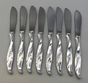 Rose Ballet by International Sterling Silver set of 8 Butter Spreaders 6.25" - Picture 1 of 3