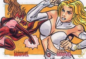 2013 Women of Marvel Series 2 Sketch Card Hernawan Scarlet Witch Emma Frost