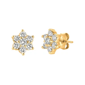1.00 Carat Natural Diamond Earrings G-H SI set in 14K Yellow Gold - Picture 1 of 3
