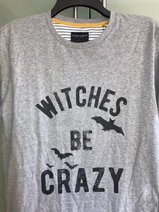 Denim & Flower Herren M Medium Halloween T-Shirt WITCHES BE CRAZY Grau Fledermäuse Neu - Bild 1 von 10